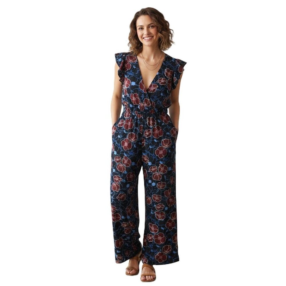 Band of Gypsies Bohemian Floral Ruffle Jumpsuit Small